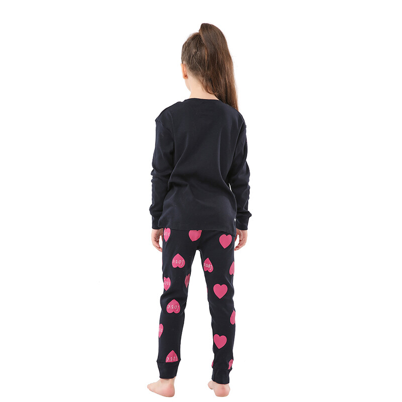 100 pamut karácsonyi pizsama hosszú ujjú LOVE lány öltönyök baba viselet lányoknak 2 db pizsama készlet gyerekeknek gyerek ruha szett