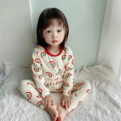 Set de îmbrăcăminte pentru acasă pentru copii de primăvară, toamnă, pentru acasă, îmbrăcăminte cu mânecă lungă, îmbrăcăminte caldă, pantaloni de toamnă, set din două piese fete bebeluși