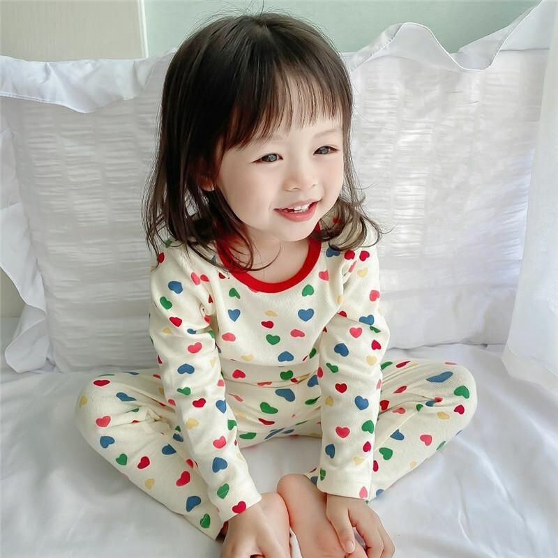 Set de îmbrăcăminte pentru acasă pentru copii de primăvară, toamnă, pentru acasă, îmbrăcăminte cu mânecă lungă, îmbrăcăminte caldă, pantaloni de toamnă, set din două piese fete bebeluși