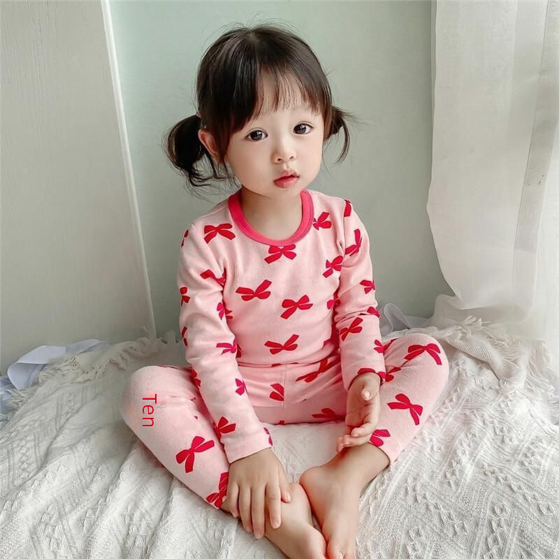 Set de îmbrăcăminte pentru acasă pentru copii de primăvară, toamnă, pentru acasă, îmbrăcăminte cu mânecă lungă, îmbrăcăminte caldă, pantaloni de toamnă, set din două piese fete bebeluși