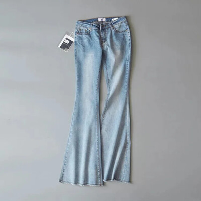 TARUXY Retro Nízky Pás Modré Dámske Rifľové Nohavice 2023 Bodycon Rozšírené Nohavice Dámske Základné Slim Fit Letné Street Casual Rifľové Ženy