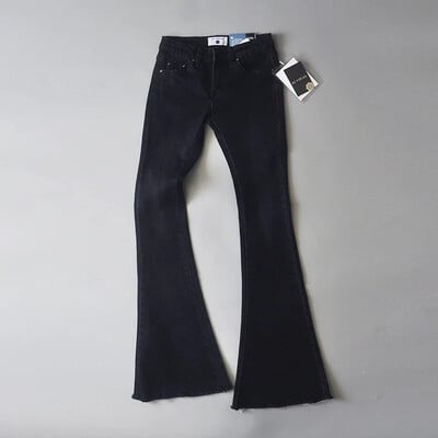 TARUXY Retro Nízky Pás Modré Dámske Rifľové Nohavice 2023 Bodycon Rozšírené Nohavice Dámske Základné Slim Fit Letné Street Casual Rifľové Ženy