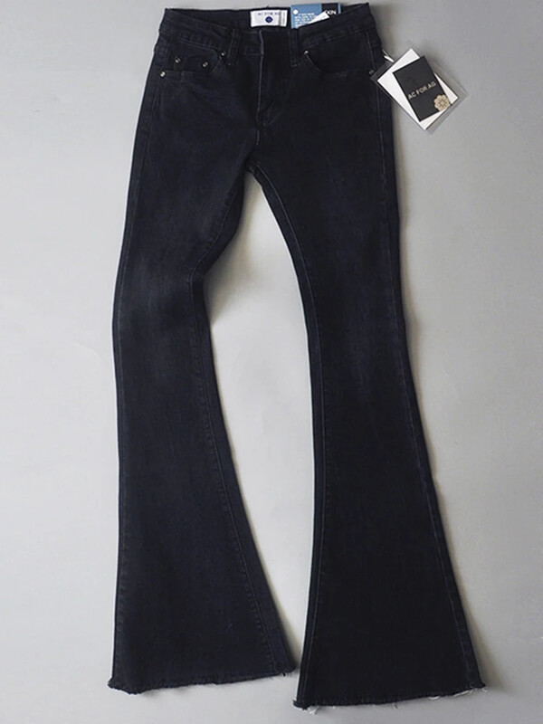 TARUXY Retro Nízky Pás Modré Dámske Rifľové Nohavice 2023 Bodycon Rozšírené Nohavice Dámske Základné Slim Fit Letné Street Casual Rifľové Ženy