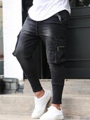 Fahsion Blugi Bărbați Pantaloni Spălați Culoare uni Multi buzunare Denim Blugi Cargo cu talie mijlocie Pantaloni casual de talie mare Îmbrăcăminte zilnică pentru bărbați