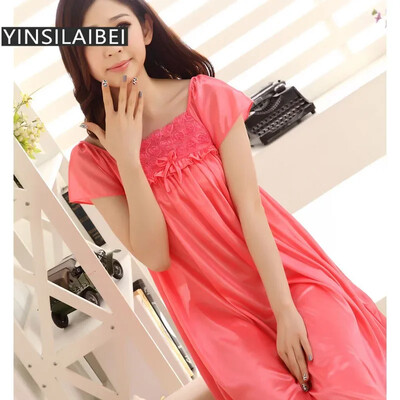 Kvetinová perspektíva Sexy dámske pyžamá Letné pyžamové šaty Saténová nočná košeľa Veľká veľkosť nočného prádla Ice Silk Domáce oblečenie