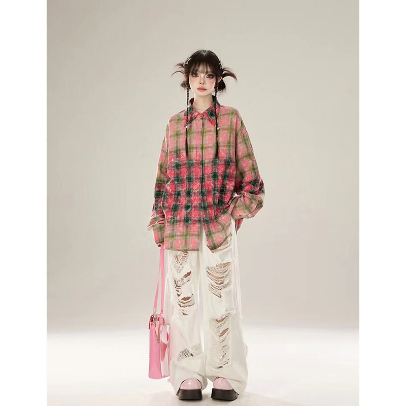 Dámske biele vrecovité roztrhané džínsy, vintage kovbojské nohavice, Harajuku Streetwear, nadrozmerné džínsové nohavice, odpadkové oblečenie z roku 2000, rok 2024