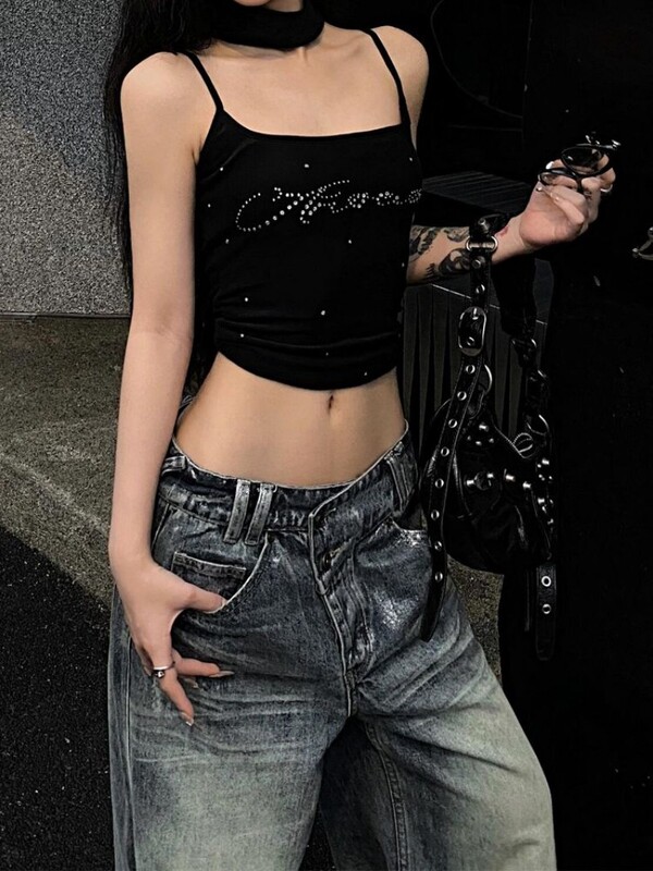 Módny trend Y2K, nové americké Spice Girls, obnošené džínsy, dámske streetwear oblečenie, nadrozmerné nepravidelné strieborné nohavice so širokými nohavicami