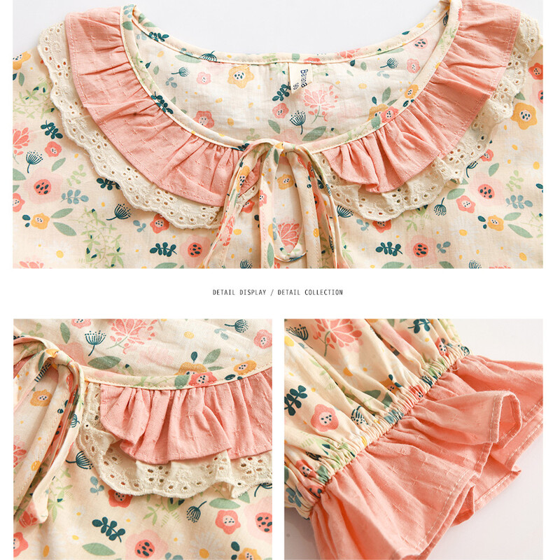 Νέο Παιδικό Κοριτσίστικο Lolita Cotton Floral Σετ Πιτζάμες.Vintage Παιδικά Λουλούδια Παιδικά Σετ Πιτζάμες Σαλόνια ύπνου.Παιδικά Ρούχα