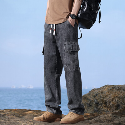 Stretch Straight Ανδρικά φαρδιά τζιν Casual Φούτερ Ανδρικά ρούχα Τσέπη με κορδόνι Cargo Παντελόνι μόδας Κορεάτικο παντελόνι για τζόκινγκ