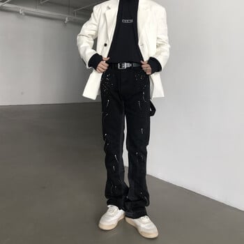 OIMG Y2K Streetwear Kanye Patchwork Φαρδύ στοιβαγμένο τζιν Παντελόνι Ανδρικά ρούχα ίσια Hip Hop Τζιν παντελόνι Pantaloni Uomo