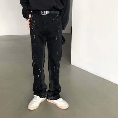 OIMG Y2K Streetwear Kanye Patchwork Baggy halmozott farmernadrág Nadrág Férfi Ruhák Egyenes hip-hop farmer nadrág Pantaloni Uomo
