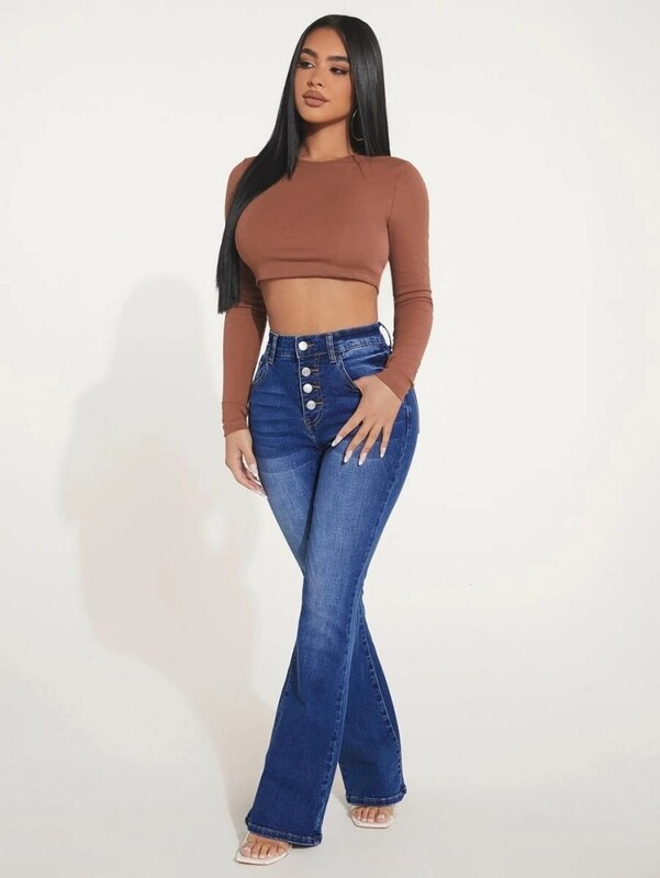 Jesenné nové dámske džínsy s vysokým pásom, boot cut nohavice, módne strečové, úzke, rozšírené, ležérne nohavice, veľkosť S-2XL, dropshipping