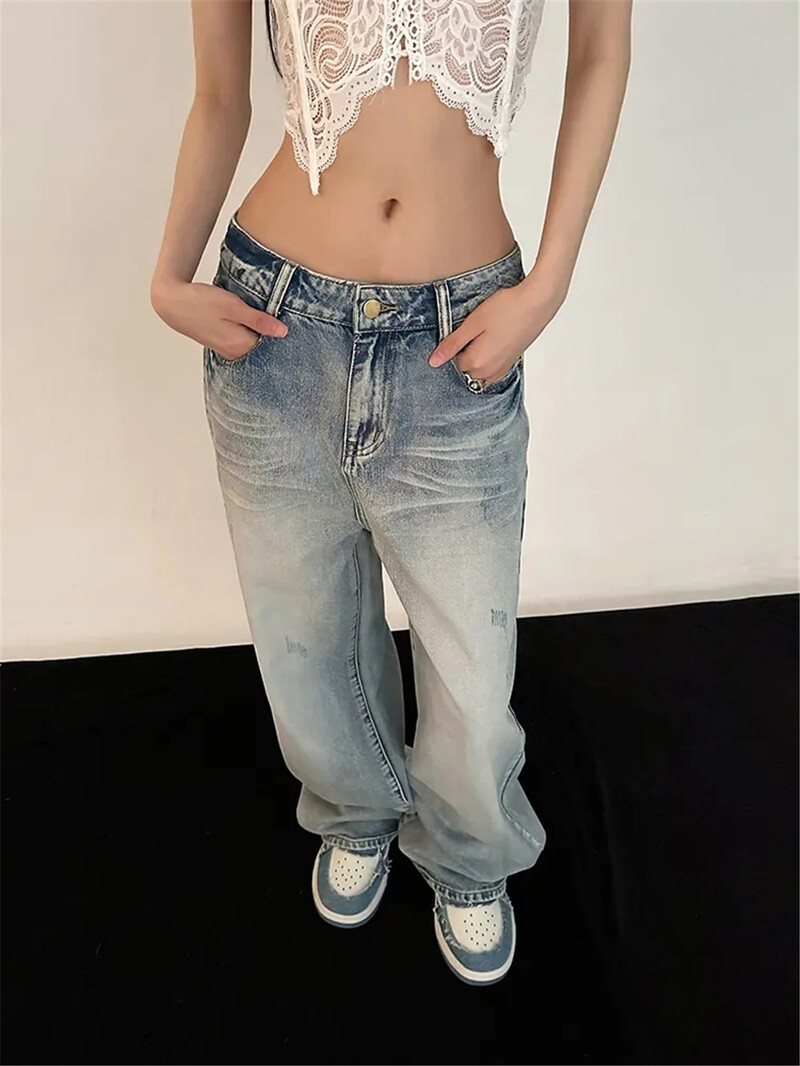 Dámske džínsy Y2K Baggy, vintage streetwear, nadrozmerné, retro, kórejský štýl, džínsové nohavice, úzke, hippie, rovné, so širokými nohavicami