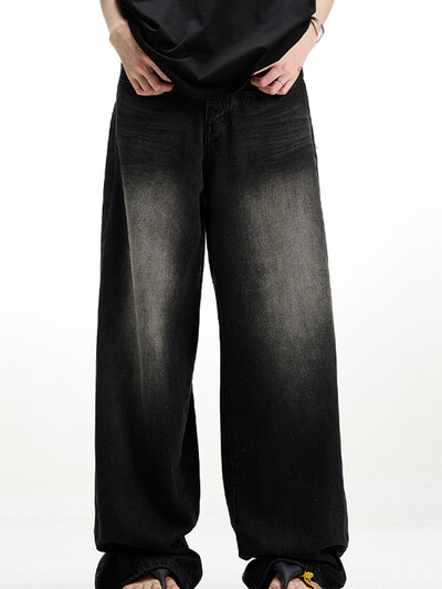 Férfi Klasszikus Amerika Hip Hop Rap Farmer széles szárú Ifjúsági Népszerű farmer Férfi Egyenes szárú Retro bő nadrág Túlméretes farmer nadrág