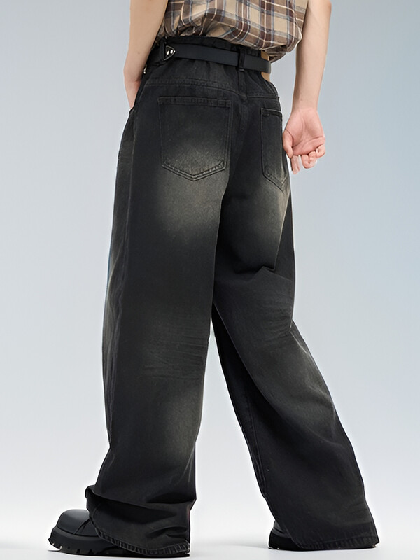 Férfi Klasszikus Amerika Hip Hop Rap Farmer széles szárú Ifjúsági Népszerű farmer Férfi Egyenes szárú Retro bő nadrág Túlméretes farmer nadrág
