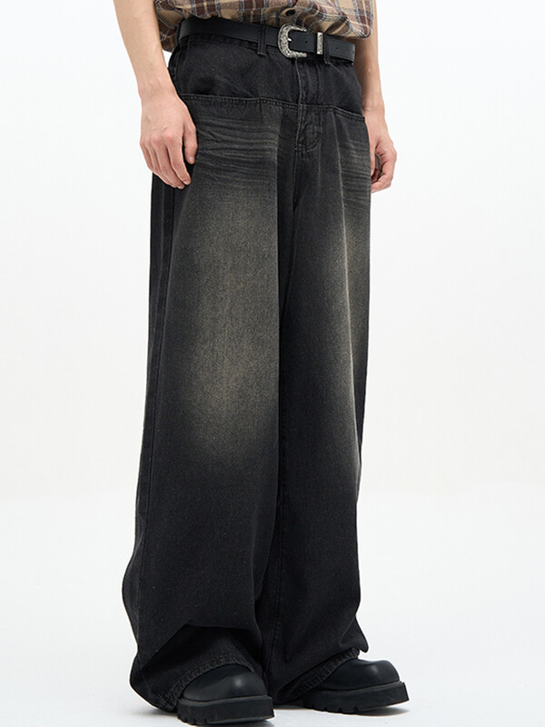 Férfi Klasszikus Amerika Hip Hop Rap Farmer széles szárú Ifjúsági Népszerű farmer Férfi Egyenes szárú Retro bő nadrág Túlméretes farmer nadrág