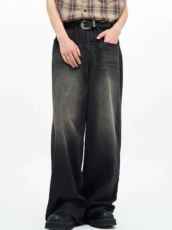 Férfi Klasszikus Amerika Hip Hop Rap Farmer széles szárú Ifjúsági Népszerű farmer Férfi Egyenes szárú Retro bő nadrág Túlméretes farmer nadrág