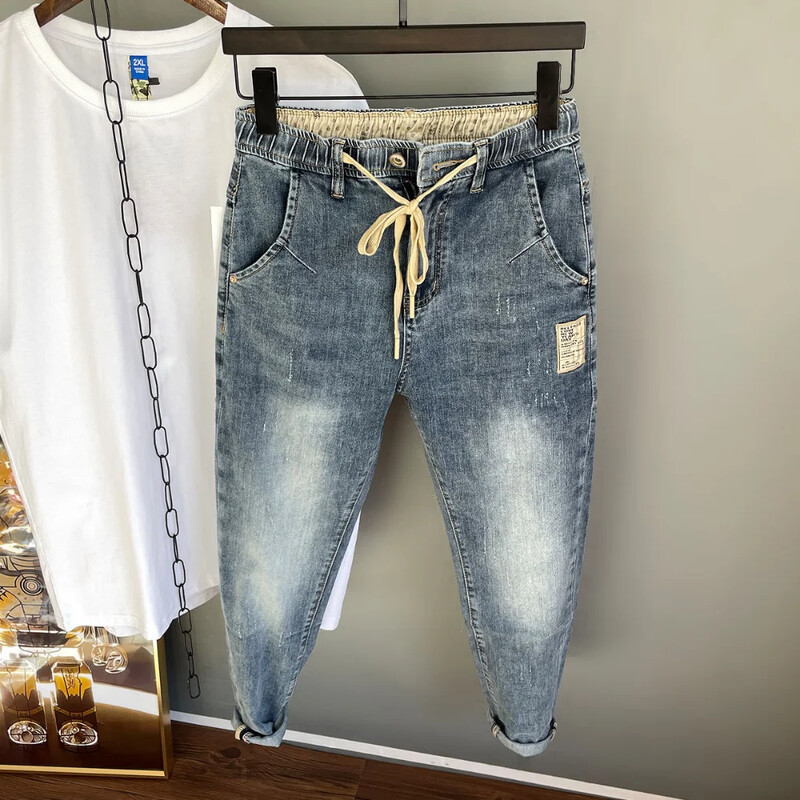 Pánske džínsy s vysokým pásom, ležérne, rovné, 2024, klasické, módne, slim, streetwear, nohavice