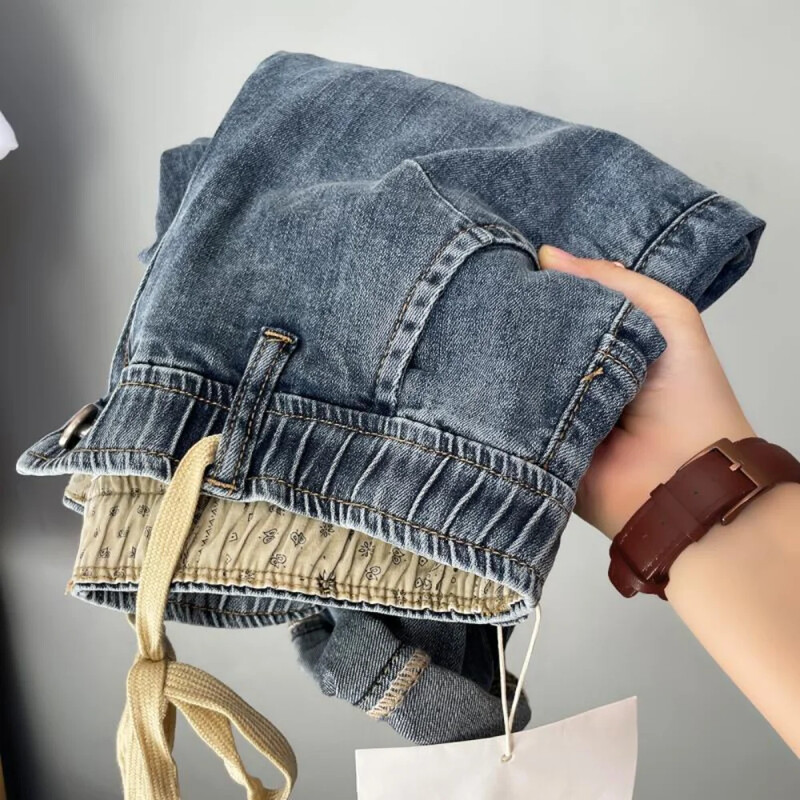 Pánske džínsy s vysokým pásom, ležérne, rovné, 2024, klasické, módne, slim, streetwear, nohavice