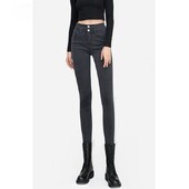 Kórejská móda, nové jarné jesenné dámske džínsy s vysokým pásom, pevné vrecká na zips, streetwear, ležérne rovné, slim, čierne džínsy s ceruzkou
