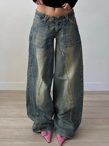 Weekeep Vintage Street Style Oversized Jeans Grunge 2000s Low Rise Loose Denim Παντελόνι y2k Αισθητική Κορεάτικη Μόδα Mom Jeans Lady