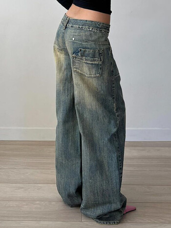 Weekeep Vintage Street Style Oversized Jeans Grunge 2000s Low Rise Loose Denim Παντελόνι y2k Αισθητική Κορεάτικη Μόδα Mom Jeans Lady