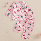 MISOWMNJOY Djevojčice Djevojčice Dječaci Božićni set pidžama Dječja odjeća za spavanje Candy Cane print dugih rukava Košulja Hlače Dječja spavaćica