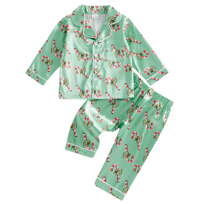 MISOWMNJOY Djevojčice Djevojčice Dječaci Božićni set pidžama Dječja odjeća za spavanje Candy Cane print dugih rukava Košulja Hlače Dječja spavaćica