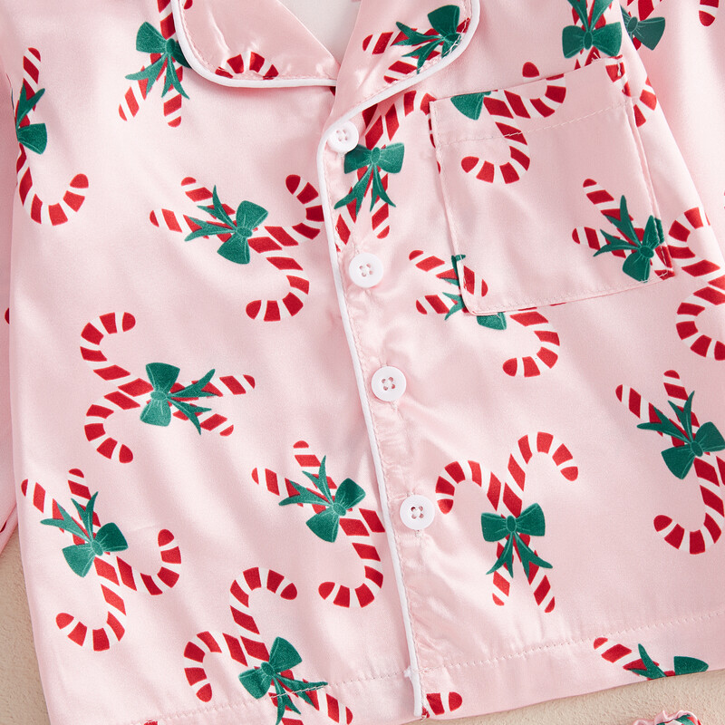 MISOWMNJOY Djevojčice Djevojčice Dječaci Božićni set pidžama Dječja odjeća za spavanje Candy Cane print dugih rukava Košulja Hlače Dječja spavaćica