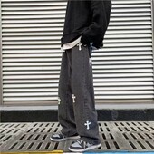 Pantaloni încrucișați Hip Hop Street, blugi largi, cu picioare largi