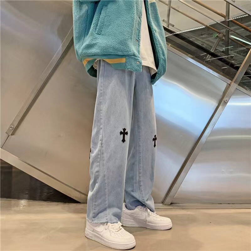 Pantaloni încrucișați Hip Hop Street, blugi largi, cu picioare largi