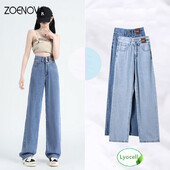 ZOENOVA Lyocell farmer nyári vékony, magas derekú széles szárú nadrág koreai sztreccs női farmer divat utcai egyenes farmer nadrág
