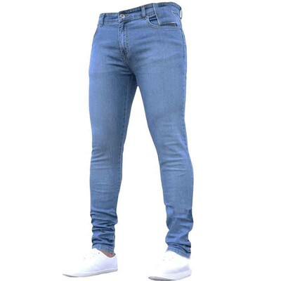 Pánske ležérne nohavice s jednofarebným strihom, strečové džínsy, úzke pracovné nohavice, pánske pranie, slim fit, džínsy so zipsom, pánske oblečenie