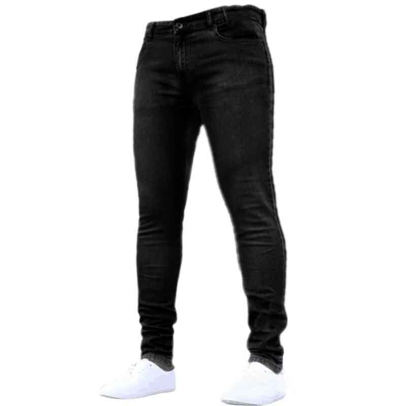 Pánske ležérne nohavice s jednofarebným strihom, strečové džínsy, úzke pracovné nohavice, pánske pranie, slim fit, džínsy so zipsom, pánske oblečenie