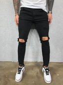 Pánske džínsy Streetwear Ripped Skinny Hip Hop Man Fashion Estroyed Oversize nohavice Jednofarebné mužské strečové ležérne džínsové nohavice
