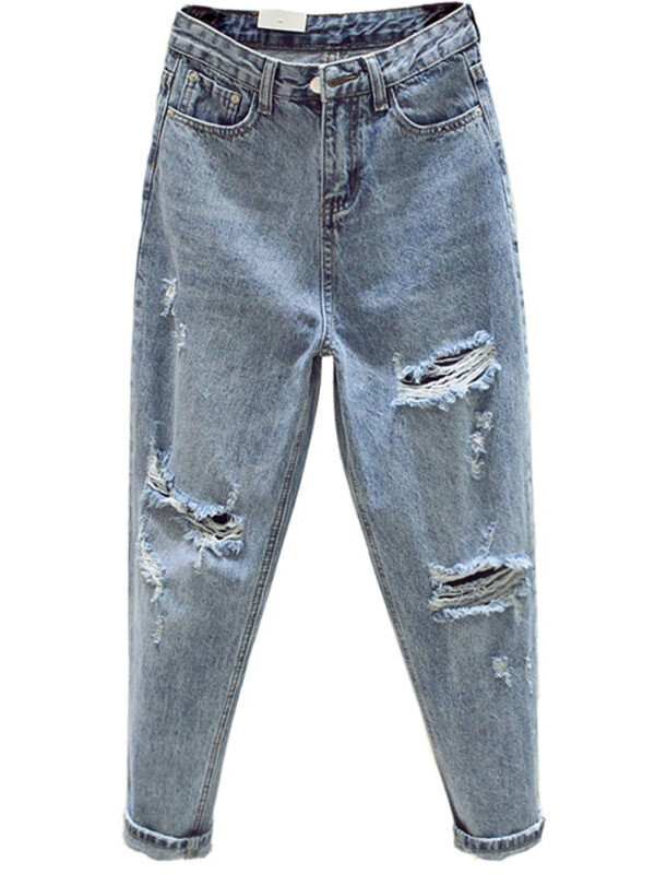 Bf1003 2021 нови есенно-зимни модни ежедневни дънкови панталони с дупка на гаджето, дамски дънки с висока талия, скъсани дънки за жени