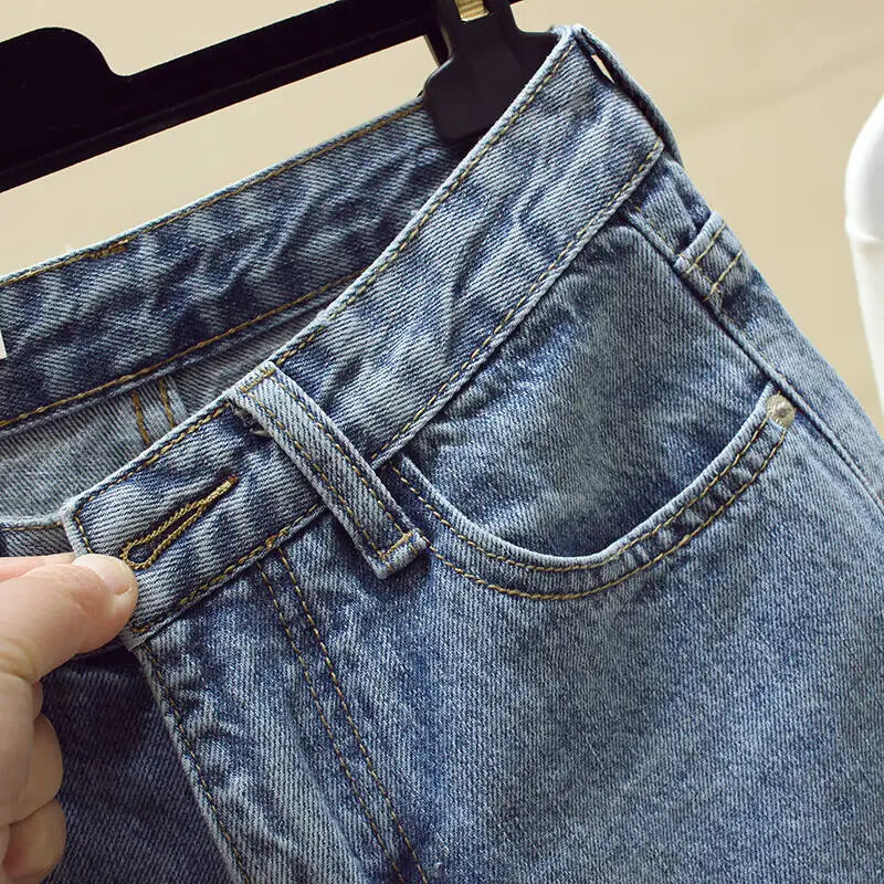 Bf1003 2021 нови есенно-зимни модни ежедневни дънкови панталони с дупка на гаджето, дамски дънки с висока талия, скъсани дънки за жени