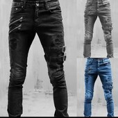 Pánske nové slim džínsy, pánske nohavice, jar, jeseň, elastické nohavice na nohy, streetwear, pánske úzke zipsy, motorkárske, ležérne dlhé džínsové nohavice