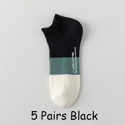 5 perechi de șosete din bumbac pentru bărbați, decoltate, respirabile, confortabile, moi, subțiri, ocazional, sport, modă, anti-alunecare, șosete scurte pentru bărci pentru femei