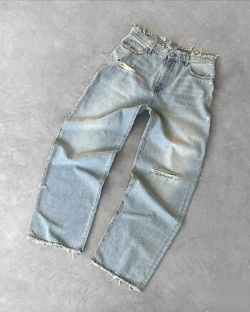 Washed Ripped Jeans Ανδρική τσάντα για ζευγάρια American Retro High Street Η ποιότητα κεντήματος είναι υψηλότερη από τους συνομηλίκους σε όλες τις εποχές