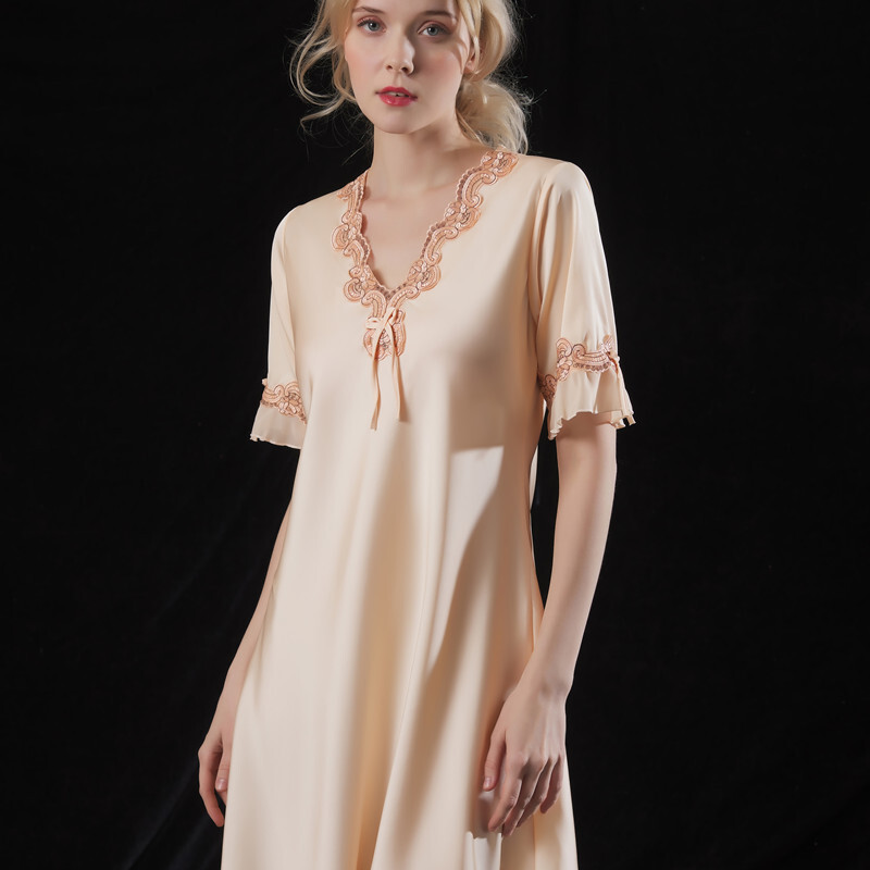 Cămașă de noapte nouă de vară pentru femei, din mătase de gheață, cămașă de noapte din satin pentru femei, rochie de somn lungă, de mătase, cu decolteu în V, haine de noapte de culoare uni.