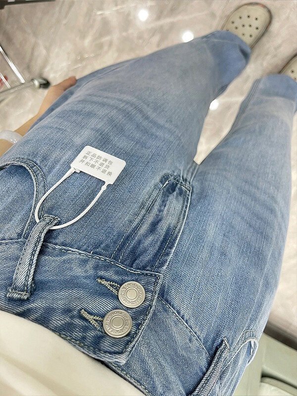 S-5XL női puha farmer nadrág mosott kék magas derekú dupla gombok laza egyenes farmer tavaszi nyár széles szárú széles szárú nadrág