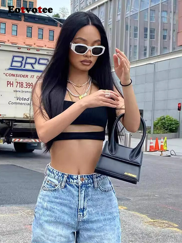 EOTVOTEE Módne ležérne voľné džínsy pre ženy s vysokým pásom, streetwear, vintage gombíky, široké nohavice Y2k, nové dlhé džínsy z roku 2024