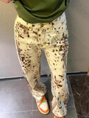 Deeptown Vintage Baggy Wide Leg Jeans Leopard Print Dámske Retro Rovné Nohavice Vysoký Pás Streetwear Y2k Casual Denim Nohavice