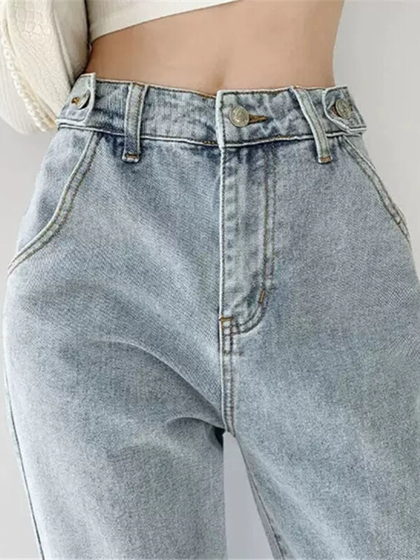 "Farmer Heart Hollow Student Denim Vintage Magas derekú All - match Laza Női Utcai nadrágok Teljes hosszúságú Laza Puha Egyszerű"