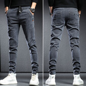 Rudens 2022 m. rudens žiema elastinga juosmens storina vilnos džinsai vyrams Liekni mažoms pėdoms Korėjietiškos mados laisvalaikio kelnės vyrams Ilgos kelnės