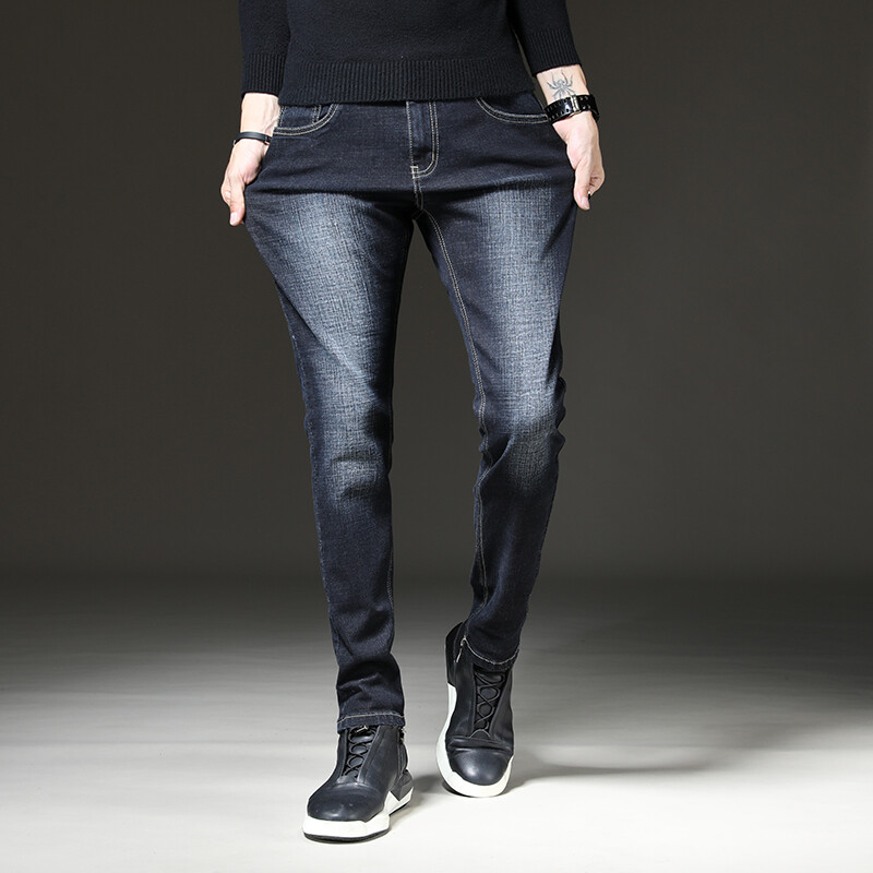 Pánske rifle rovného strihu z roku 2024, voľné ležérne nohavice, kórejská verzia, trendy slim fit, všestranné nohavice, pánska trendy značka, čierna, modrá