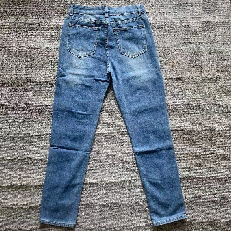 Baltos spalvos siuvinėjimas siauri, plėšyti džinsai Vyriški medvilniniai elastingi skylutės ploni hip-hop džinsiniai kelnės Laisvalaikio džinsai vyrams bėgiojimo kelnės