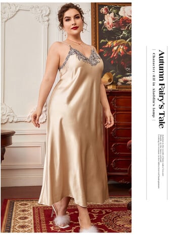 Extra Large Size Longwear Loungear 150kg Plus Size Ins Trend Maxi nightdress Sexy Loose Ice Silk Suspender Νυχτικό Καλοκαιρινή πιτζάμα