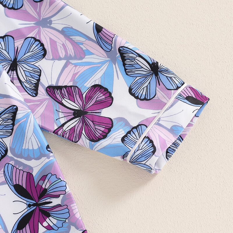 Vaikiški drabužiai mergaičių rudens pižamos rinkinys su drugelio/vyšnių/braškių raštu ilgomis rankovėmis marškiniai Viršutinės ilgos kelnės poilsio kostiumas miegui